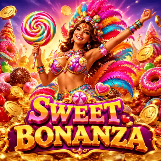 Sweet Bonanza com doces coloridos e scatter pays